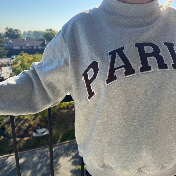 Parke Light Gray Sweatshirt Parke Varsity Mockneck - Picture 2 of 11